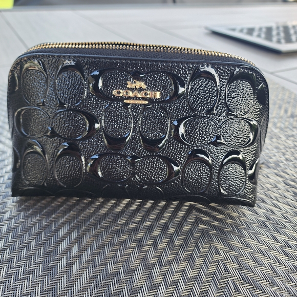 Coach Black Debossed Leather Pouch - Picture 7 of 10